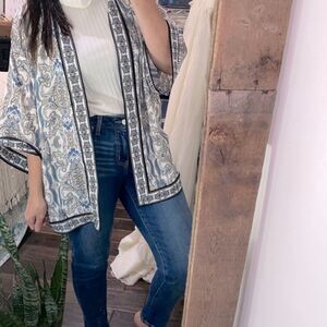 Max studio blue paisley open cardigan size medium